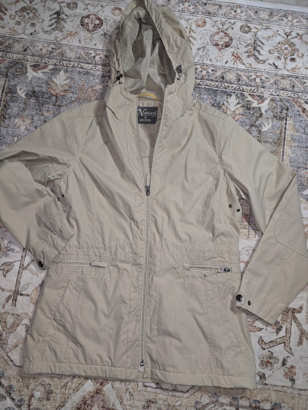 Natural Reflections Women's Hooded Utility Jacket in Light Beige